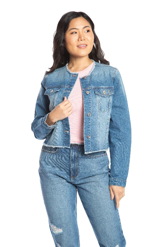 Big Bling Raw Collar Denim Jacket