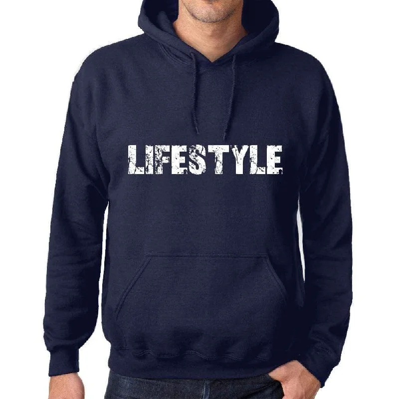 Unisex Printed Graphic Cotton Hoodie Popular Words LIFESTYLE French Navy