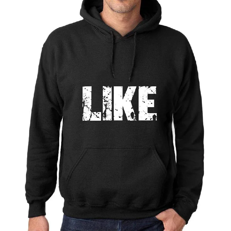 Men's Women's Unisex Printed Graphic Cotton Hoodie Soft Heavyweight Hooded Sweatshirt Pullover Popular Words LIKE Deep Black