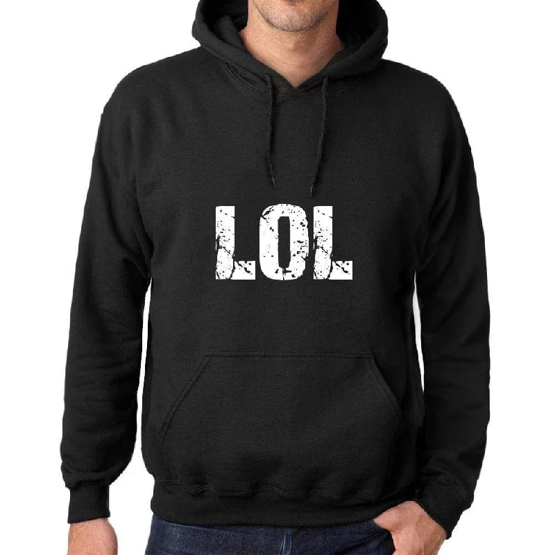 Men's Women's Unisex Printed Graphic Cotton Hoodie Soft Heavyweight Hooded Sweatshirt Pullover Popular Words LOL Deep Black