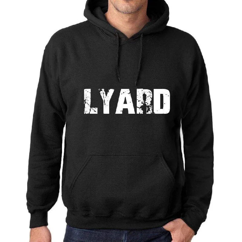 Men's Women's Unisex Printed Graphic Cotton Hoodie Soft Heavyweight Hooded Sweatshirt Pullover Popular Words LYARD Deep Black