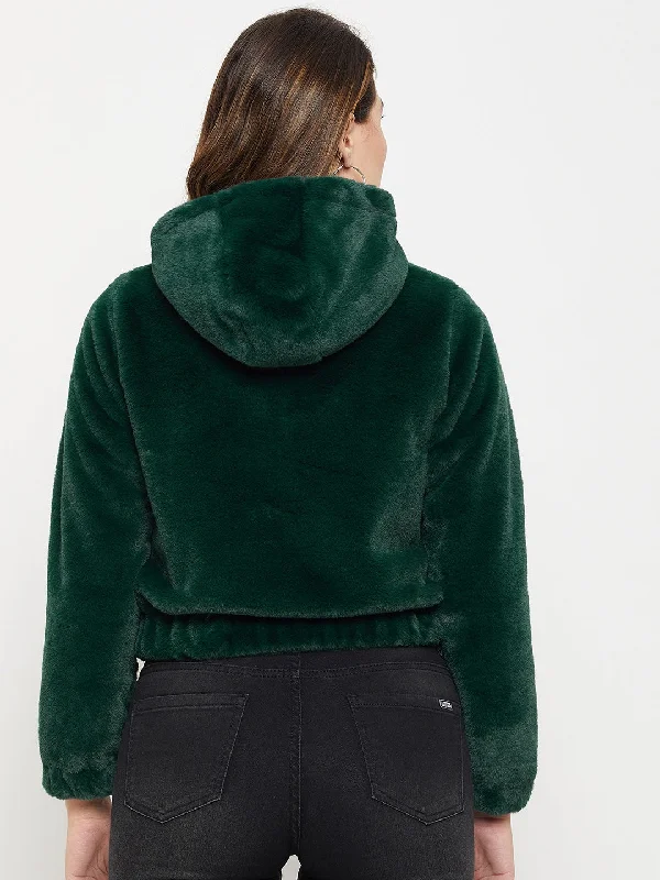 Madame Fleece Bottle Green Hooded Sweatshirt