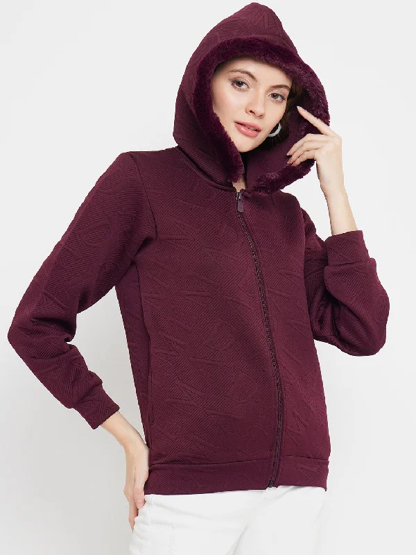 Madame Faux Fur Hood Wine Sweatshirt