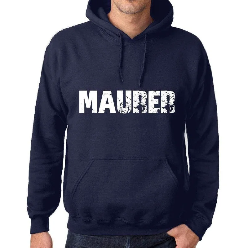 Unisex Printed Graphic Cotton Hoodie Popular Words MAURER French Navy