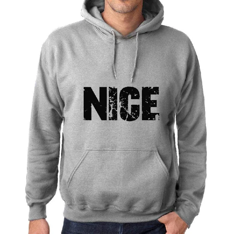 Unisex Printed Graphic Cotton Hoodie Popular Words NICE Grey Marl