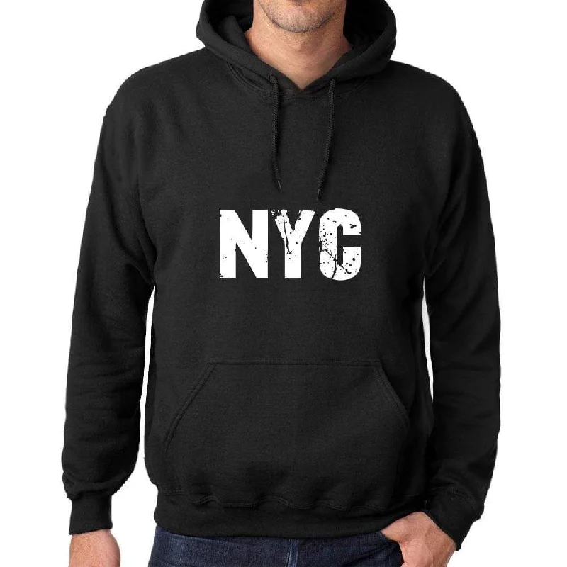 Men's Women's Unisex Printed Graphic Cotton Hoodie Soft Heavyweight Hooded Sweatshirt Pullover Popular Words NYC Deep Black