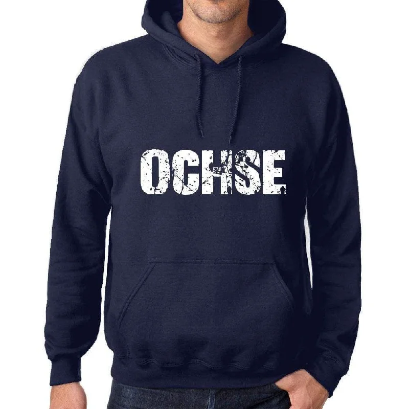 Unisex Printed Graphic Cotton Hoodie Popular Words OCHSE French Navy