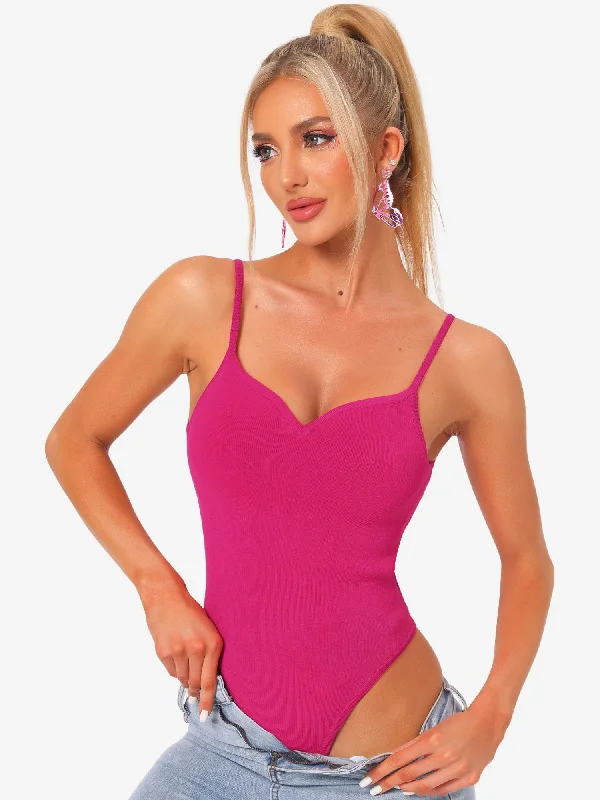 Ribbed Sleeveless Sweetheart Neck Y2K Tank Top Bodysuits Clubwear