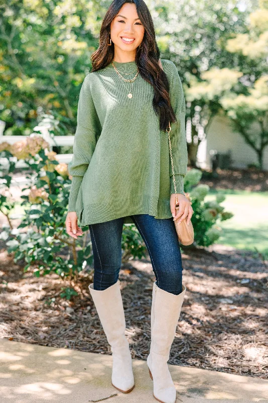 Perfectly You Olive Green Mock Neck Sweater