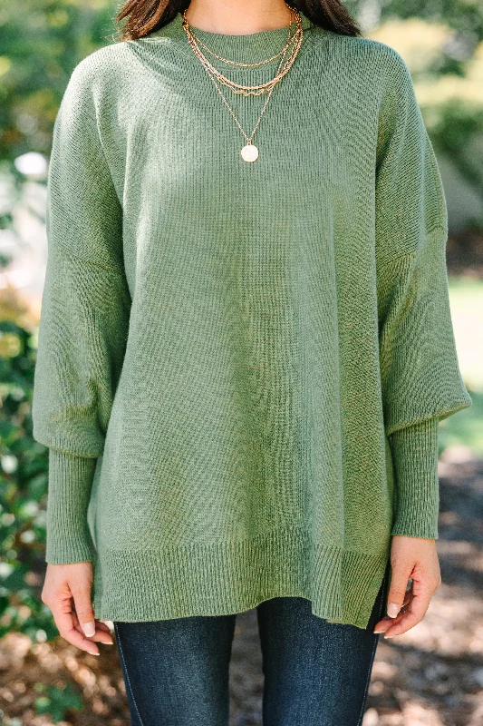 Perfectly You Olive Green Mock Neck Sweater