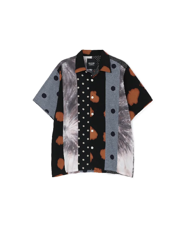 Print & Dye Patchwork Shirt - Black / Navy