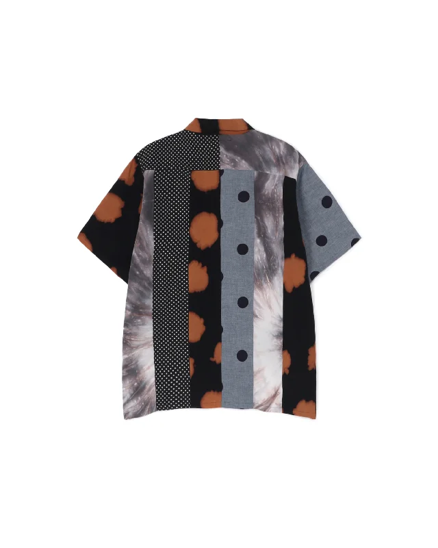 Print & Dye Patchwork Shirt - Black / Navy