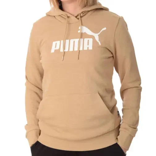 PUMA WOMEN'S ESS LOGO FLC TAN HOODIE