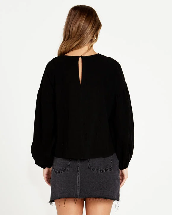 Sass Sonya Puff Sleeve Top Black