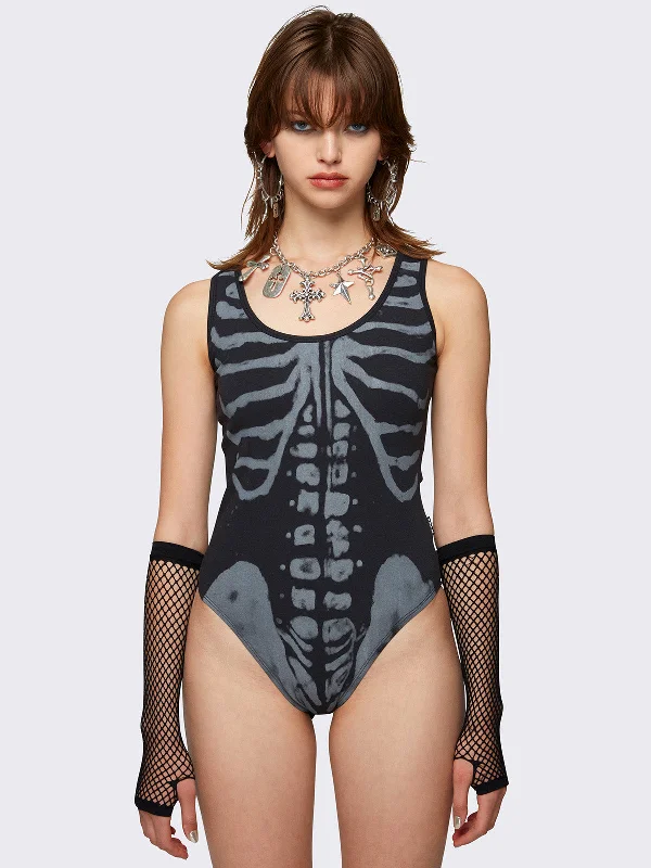 Skeleton Bones Black Bodysuit