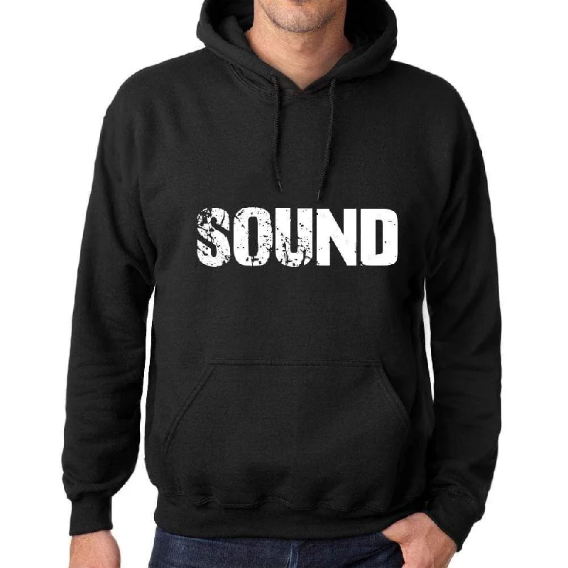 Men's Women's Unisex Printed Graphic Cotton Hoodie Soft Heavyweight Hooded Sweatshirt Pullover Popular Words SOUND Deep Black