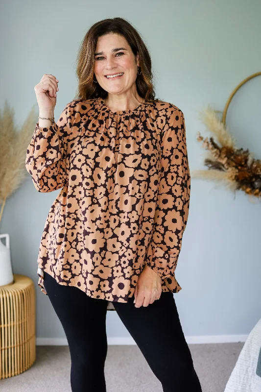 Sunday Boho Vikki Top Tan Floral