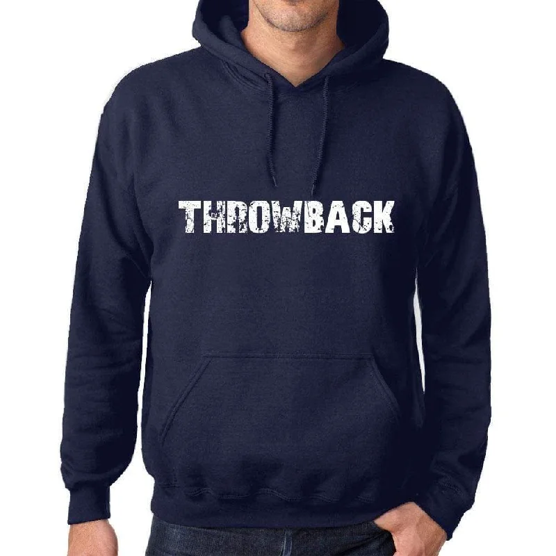 Unisex Printed Graphic Cotton Hoodie Popular Words THROWBACK French Navy