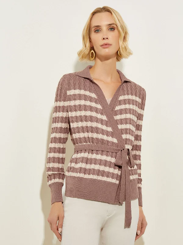 Tie-Waist Striped Soft Knit Tunic