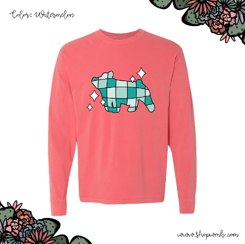 Turquoise Disco Pig LONG SLEEVE T-Shirt (S-3XL) - Multiple Colors!