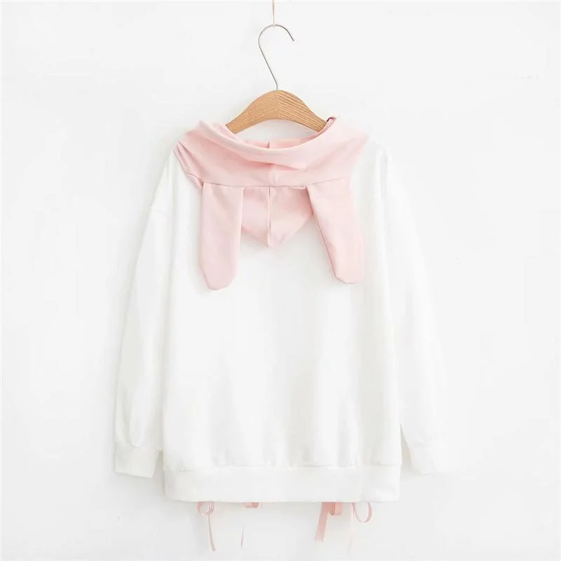 Women's Kawaii Little Girl Printed Lace-up Contrast Color Hoodies