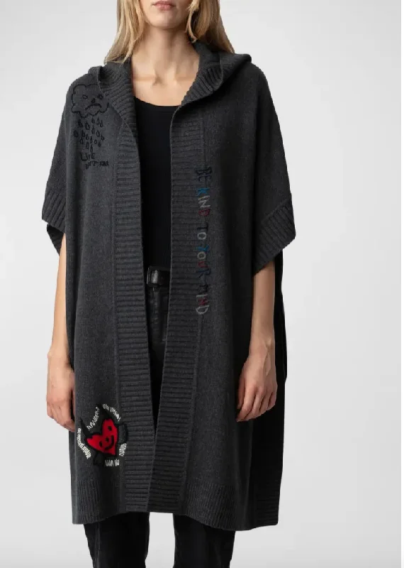 Zadig & Voltaire Inna Embroidered Cashmere Cardigan Kaki Slate